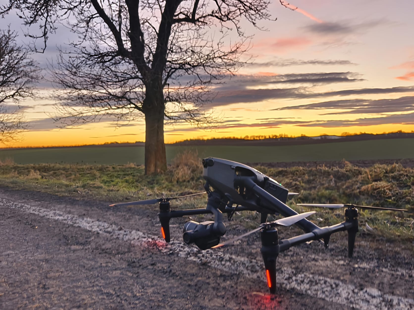 Aerial cinematography drone rigged with a cinema camera