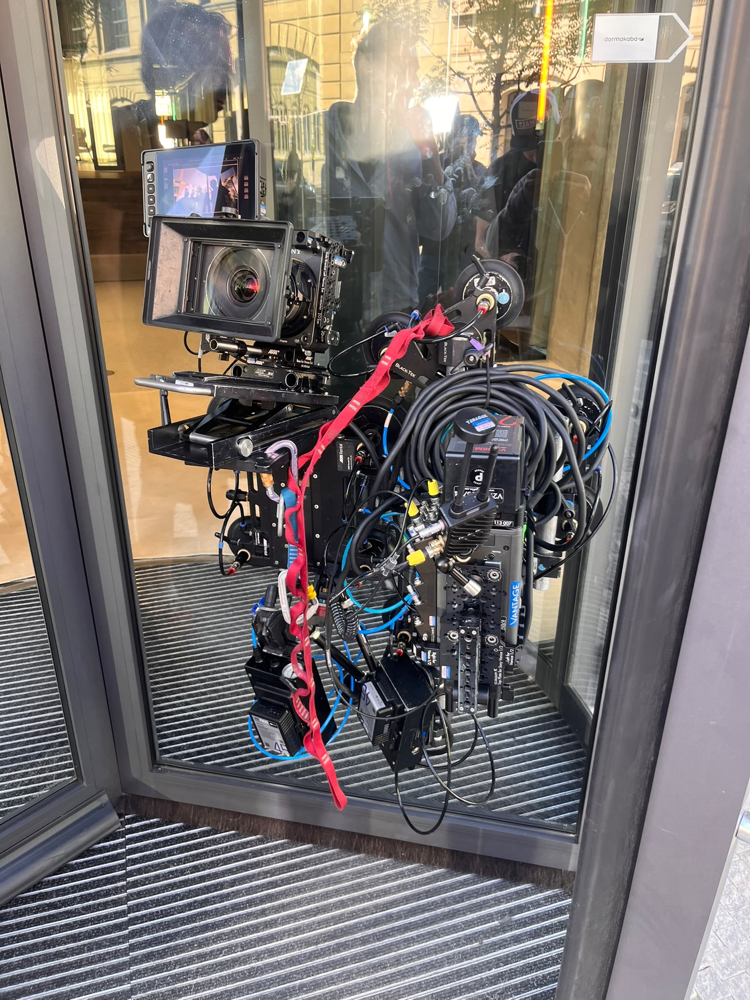 Cinema drone in flight during a film production in Prague